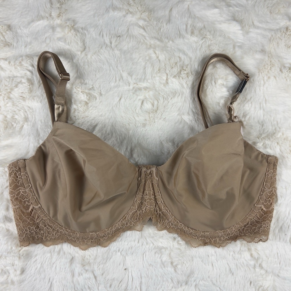 Victoria's Secret Dream Angels Unlined Smooth Lace Balconette Bra Beige 32C NWT - Picture 1 of 8